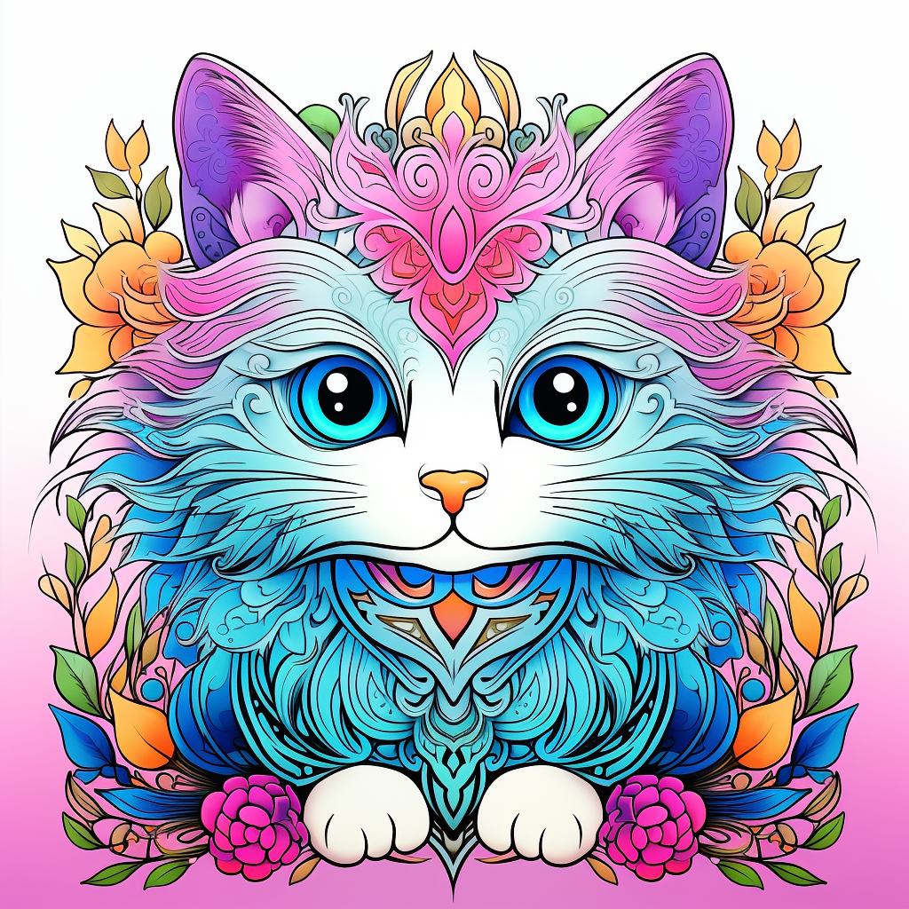 Cute Fantasy Animal Kitten Coloring Book