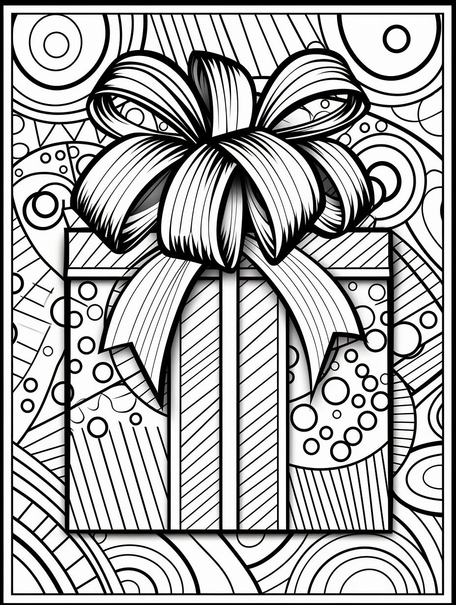 Coloring book with geometric circles and ribbon