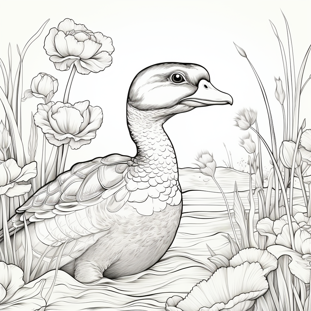 Duck and turtle coloring page