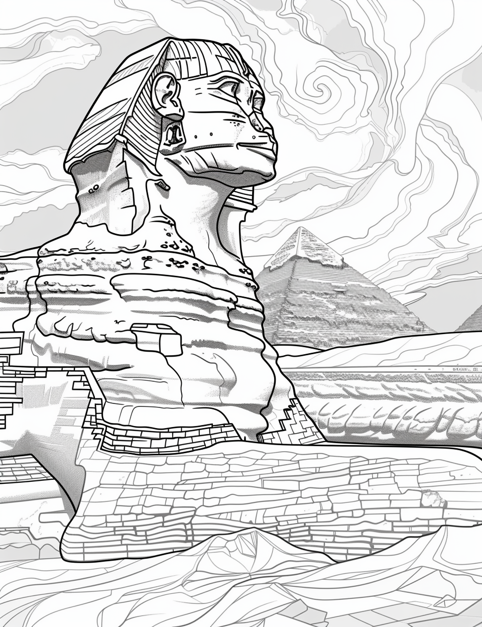 Coloring Book Sphinx Giza Illustration