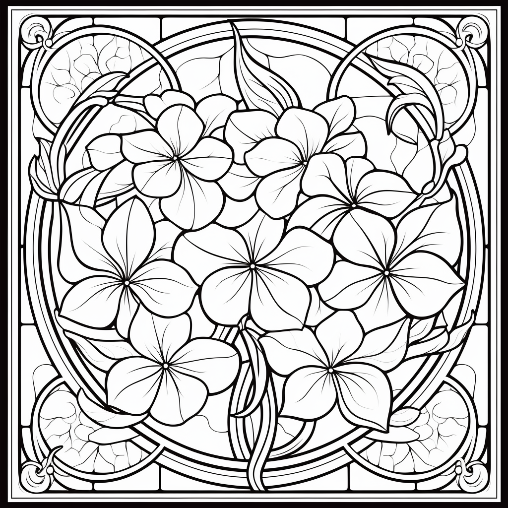 Hydrangea Stained Glass Coloring Page