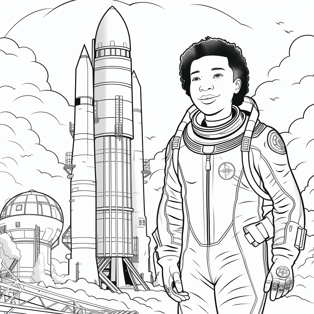 Mae Jemison Kids Coloring Page Rocket Background