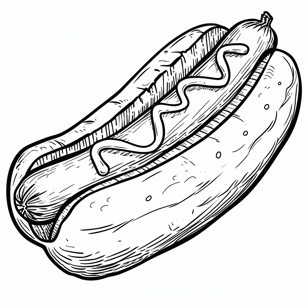 Coloring Page Toddler Hotdog Cartoon