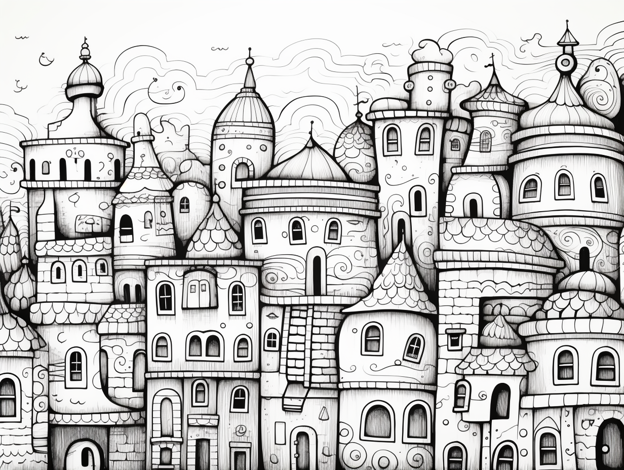 Coloring page of mini city