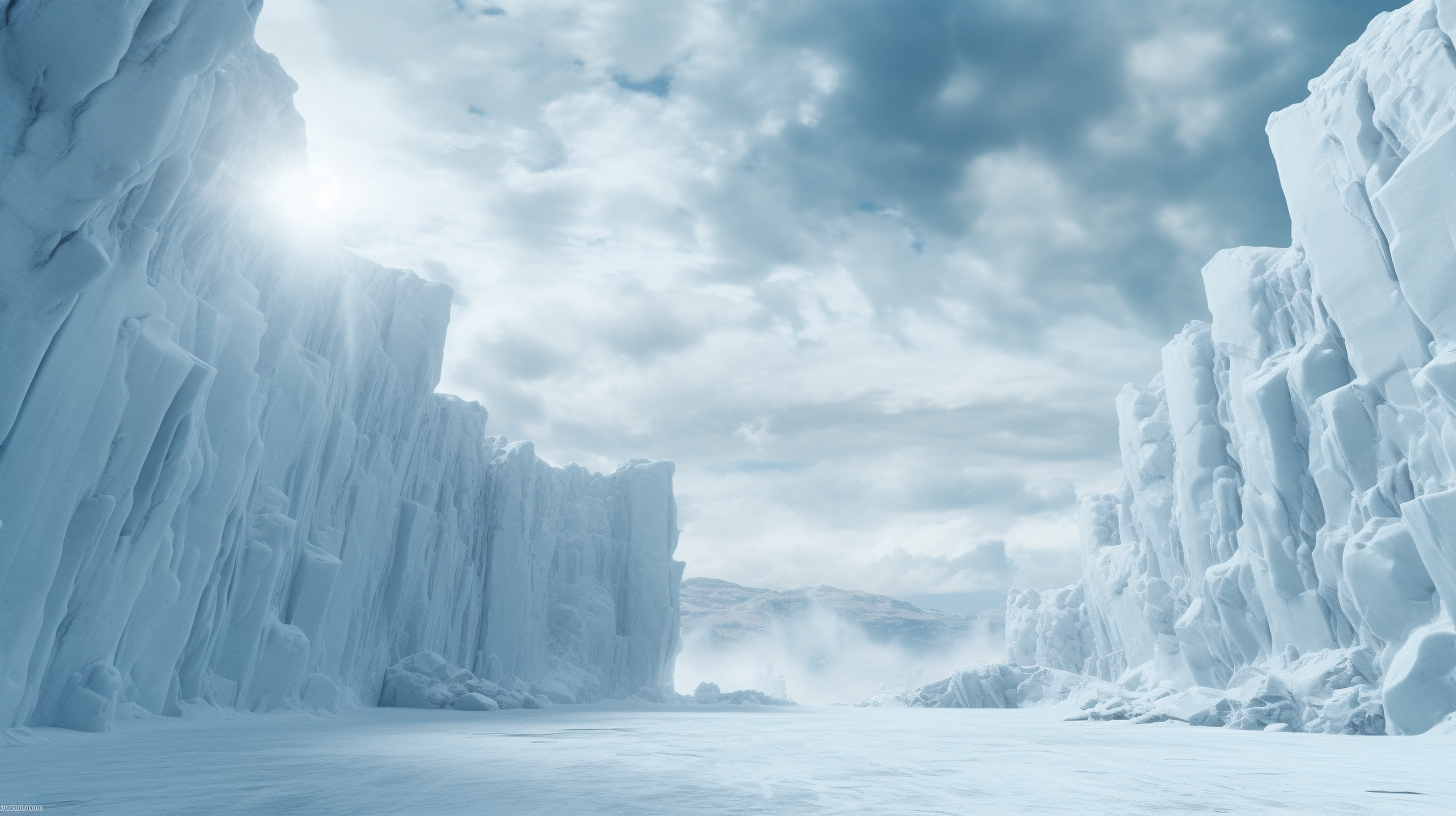 Exhilarating view of colossal ice wall reaching the sky