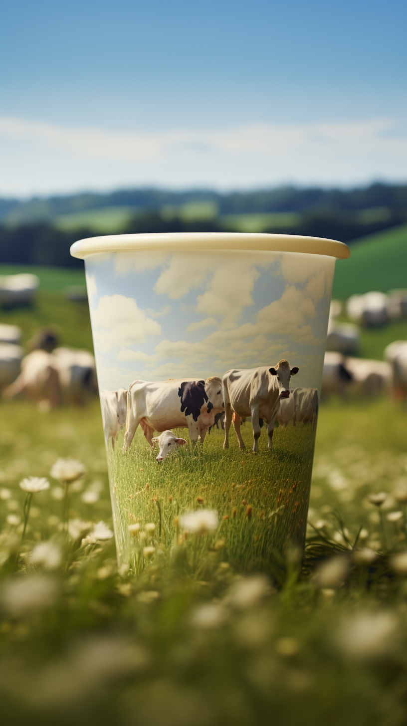 Colostrum cup with farm cows