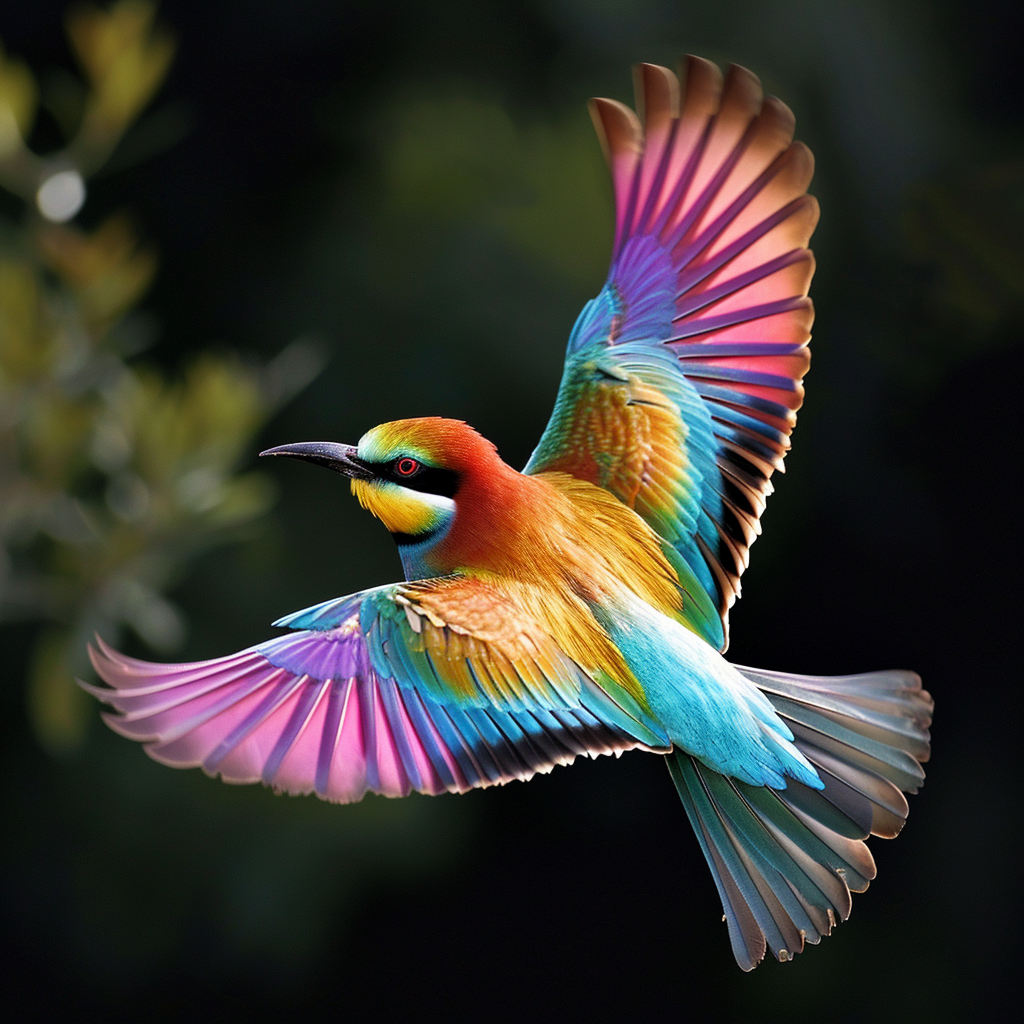 Colourful bird flying in the sky