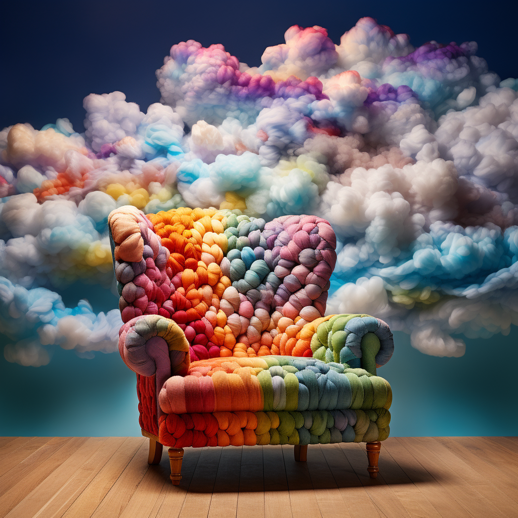 Rainbow Armchair with Clouds