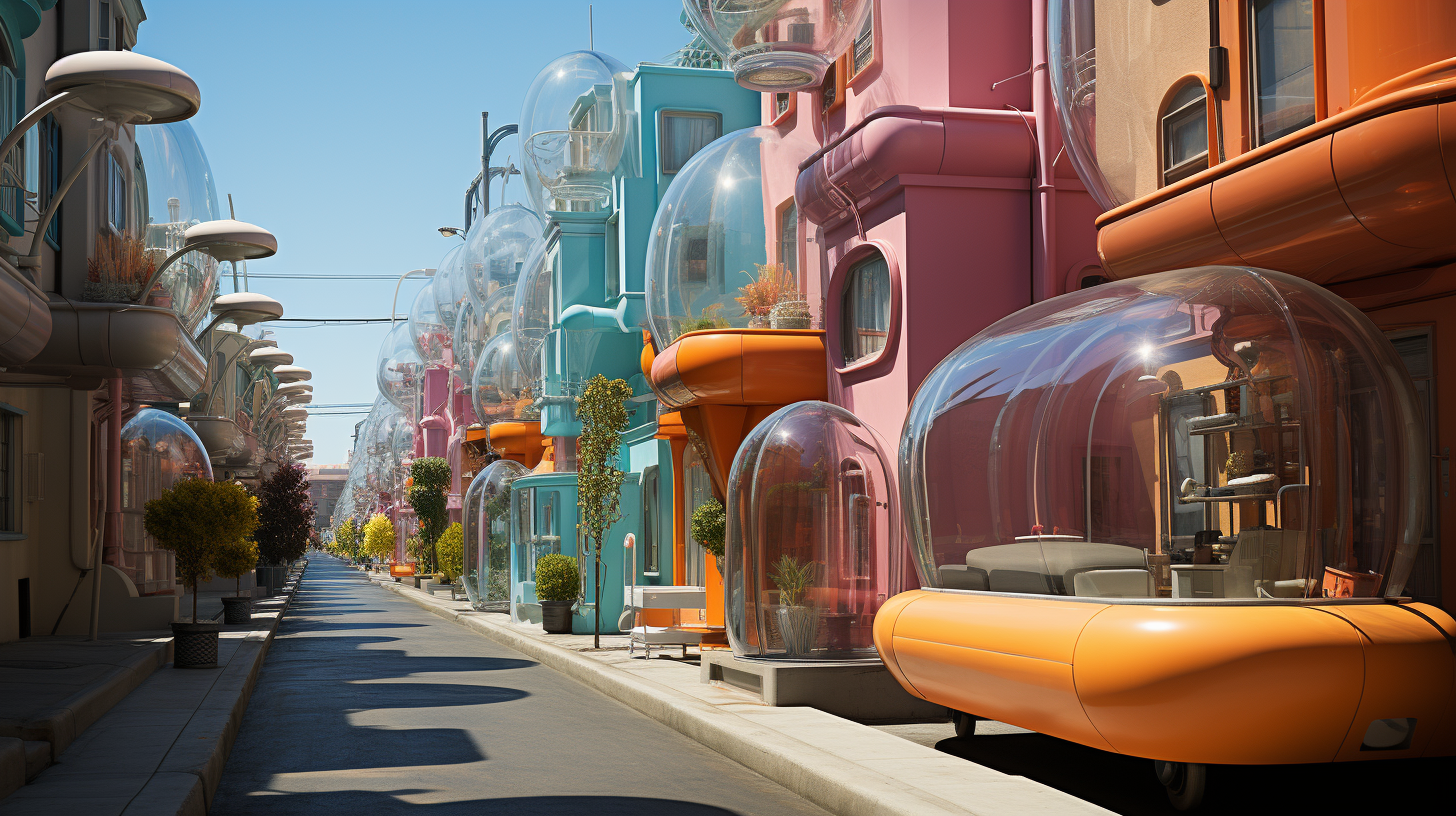 Colorful laboratory building on a street