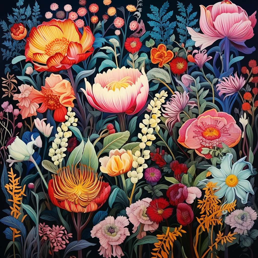 Beautiful floral illustration in vibrant colors