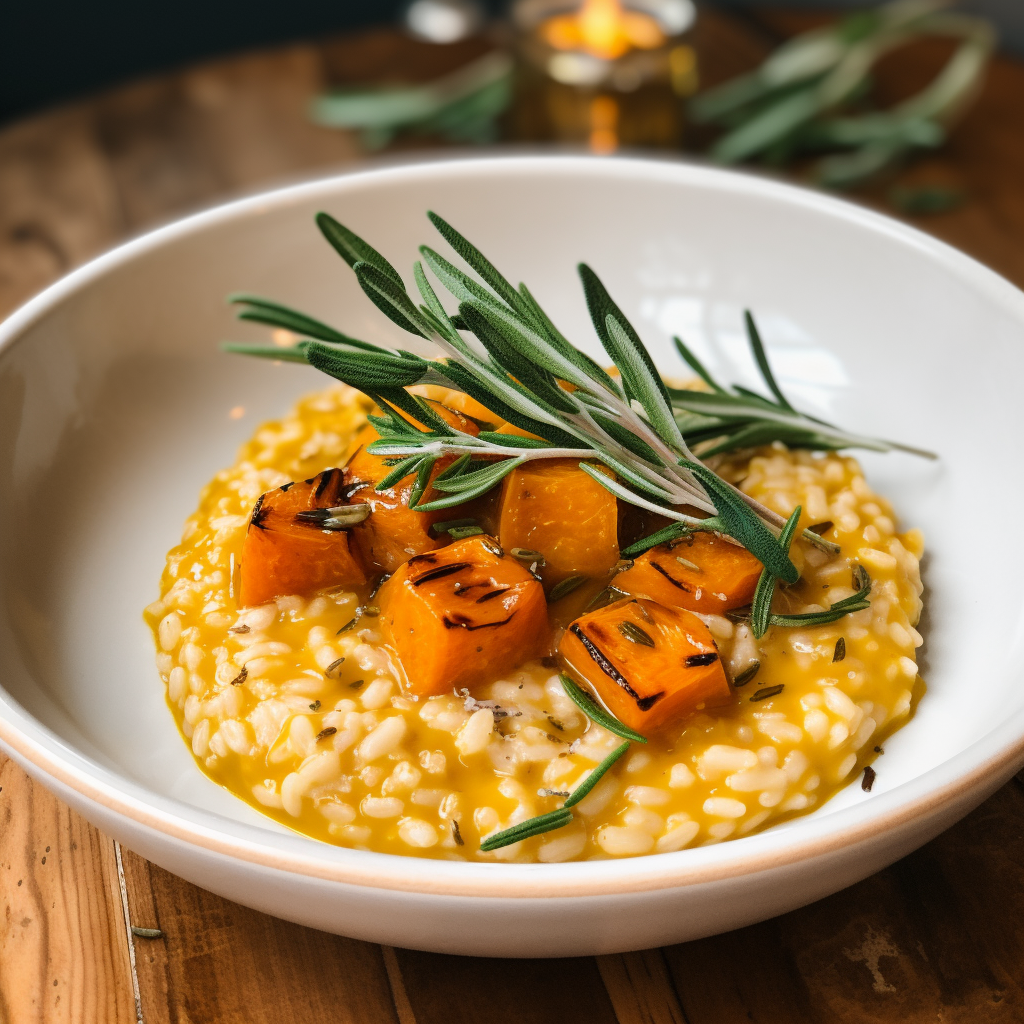 Creamy Pumpkin Risotto with Wildflower Honey and Rosemary