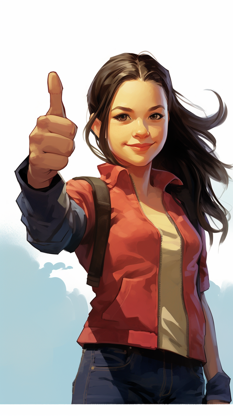 Young girl showing a thumbs up