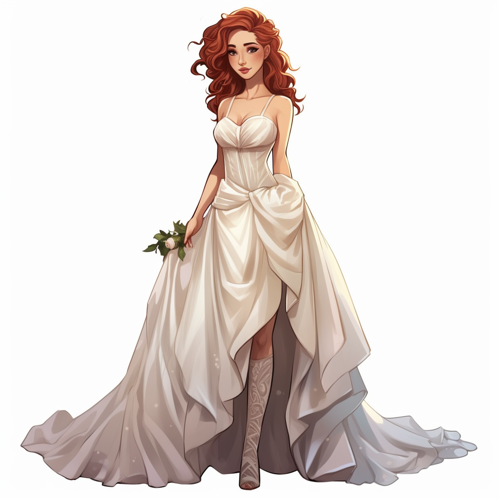 Beautiful bride in a comic-style wedding dress