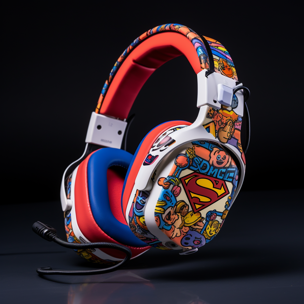 Comic gaming headset with vibrant designs