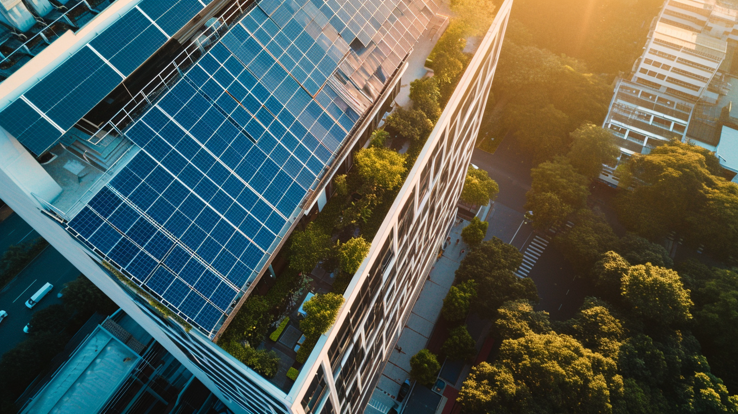 Commercial building with solar panels