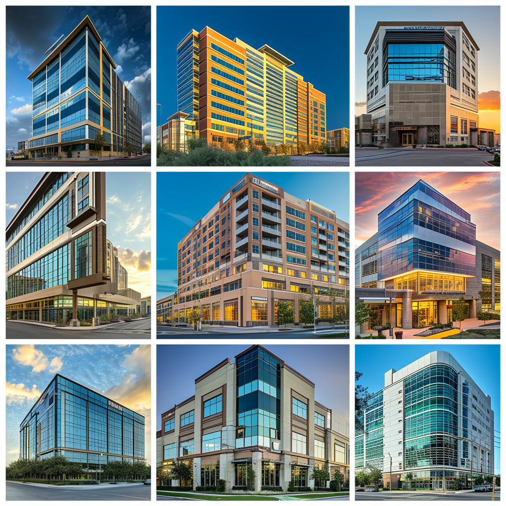 Modern commercial buildings collage