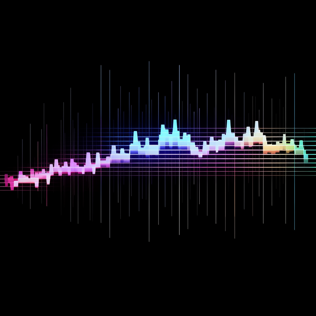 Retro audio waveform in cyberpunk style