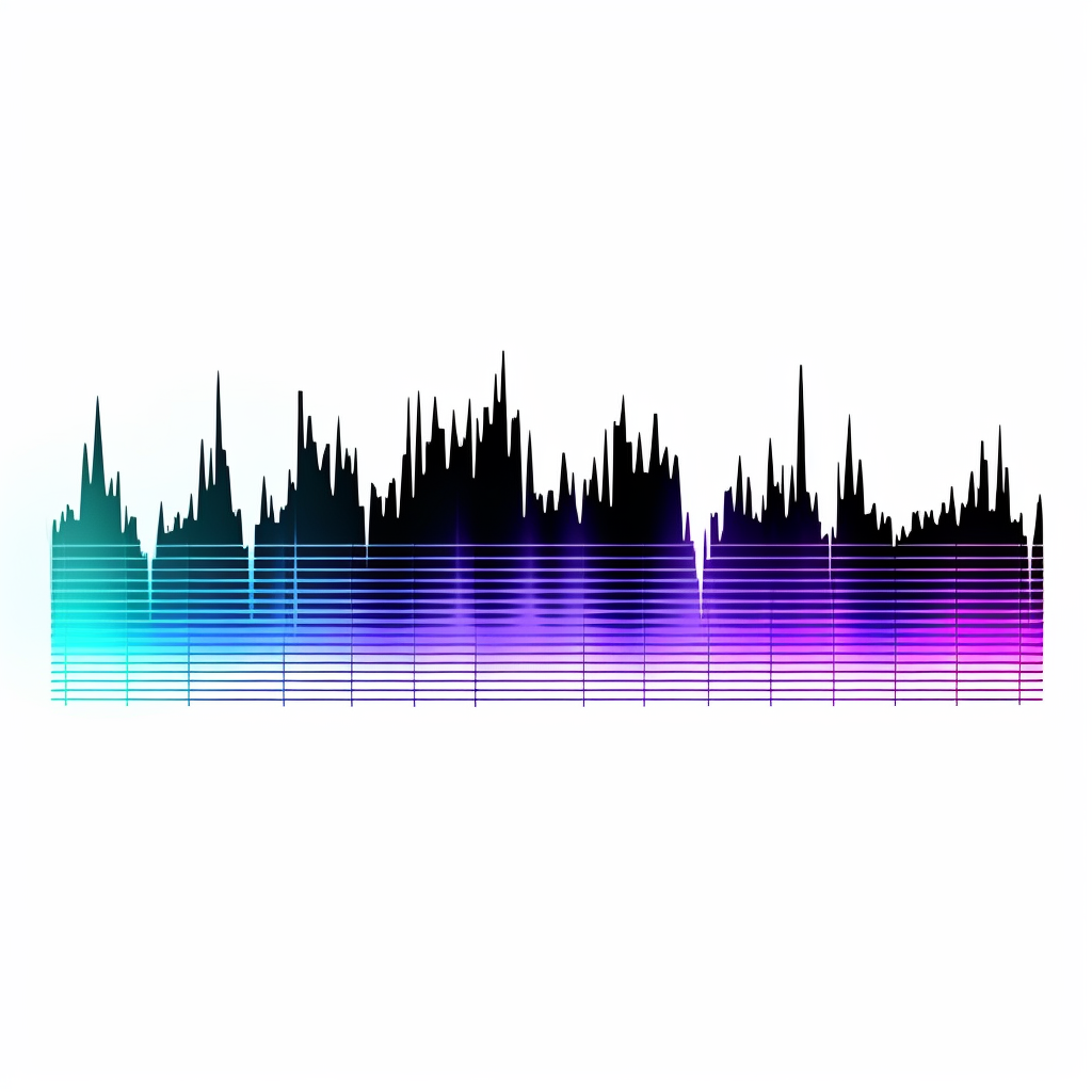 Minimalistic cyberpunk audio waveform on white background