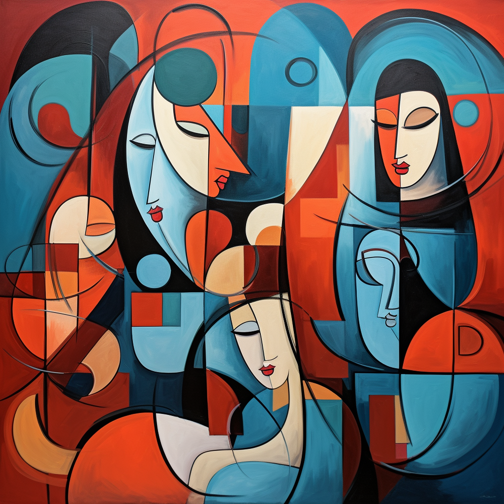 Abstract painting depicting communal love