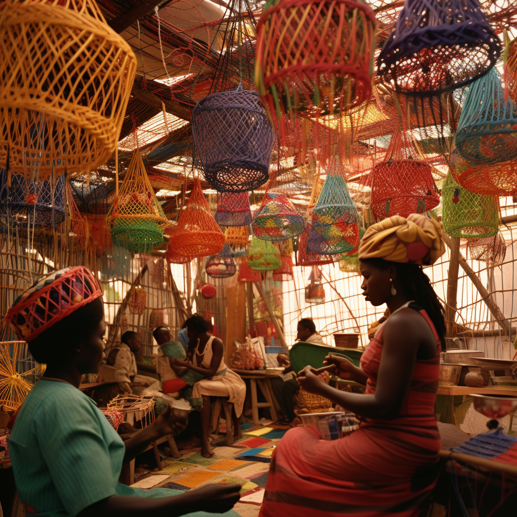 Colorful African Basket Weaving Artwork