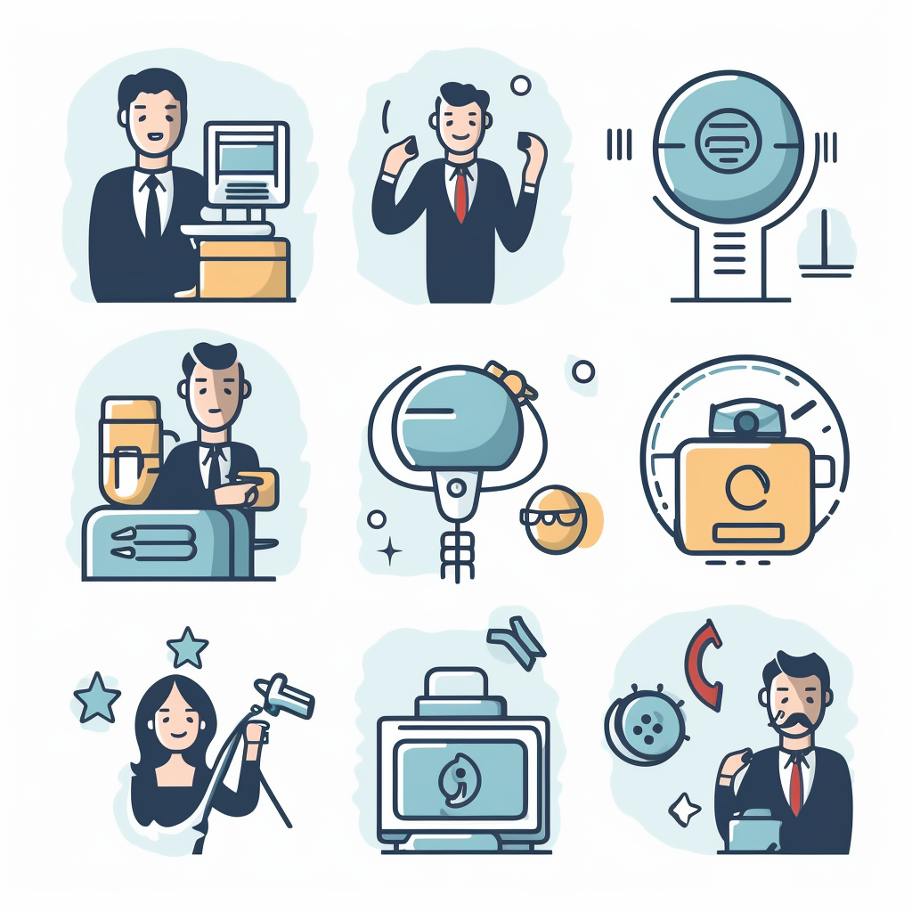 Vector-style communication icons for public speaking