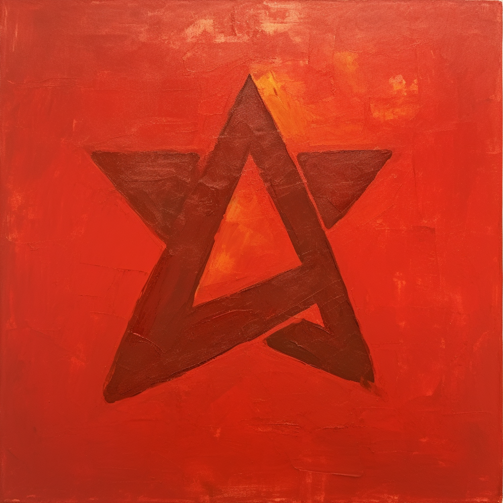 Communism symbol on red background painting