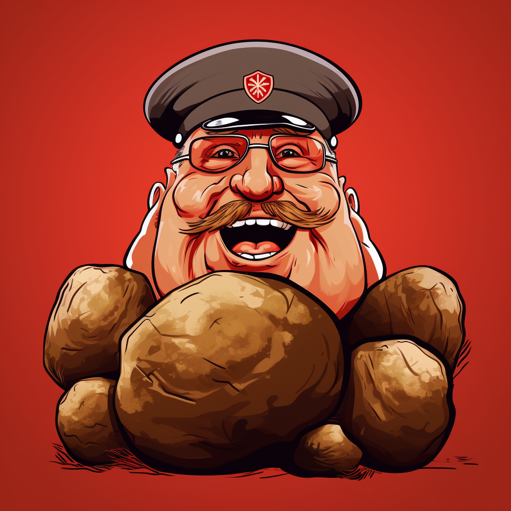 Communist potato general caricature poster