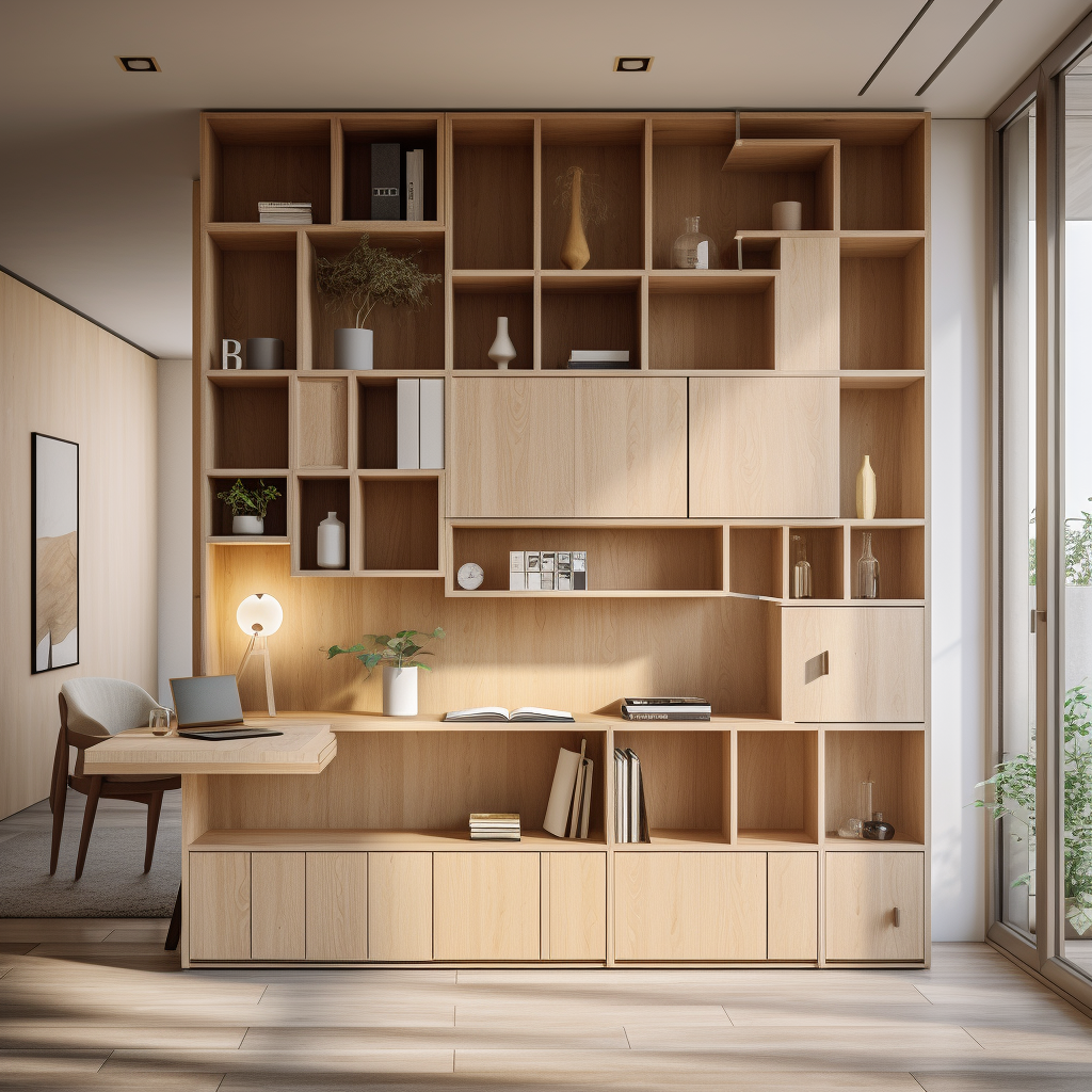 Small study with built-in cabinet system