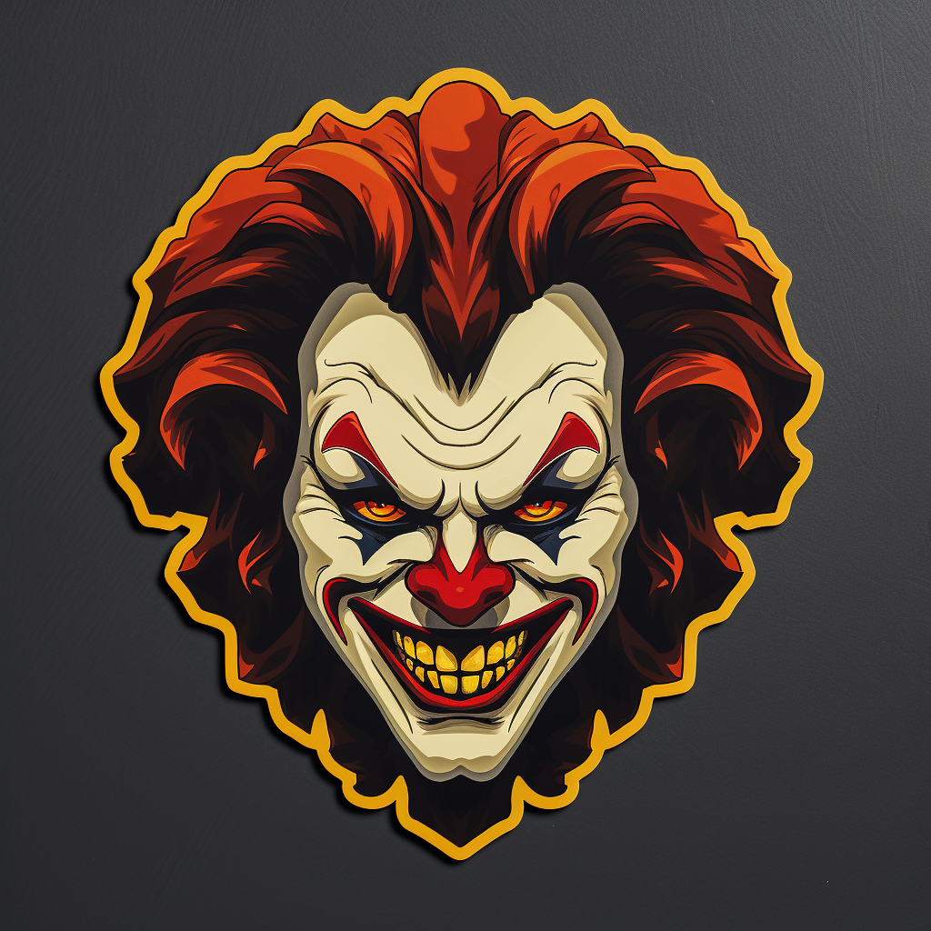 Sticker with company logo inspired by The Clown film