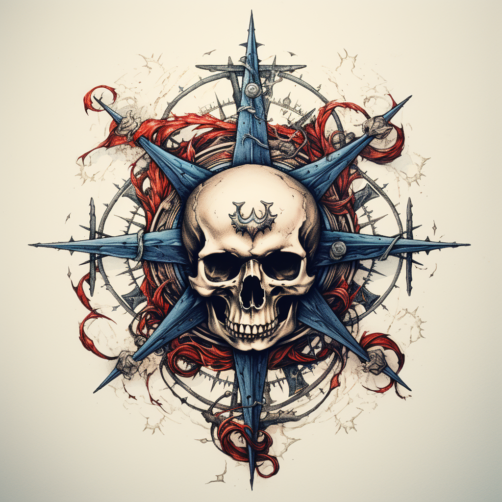 Compass Rose Skull Crossbones