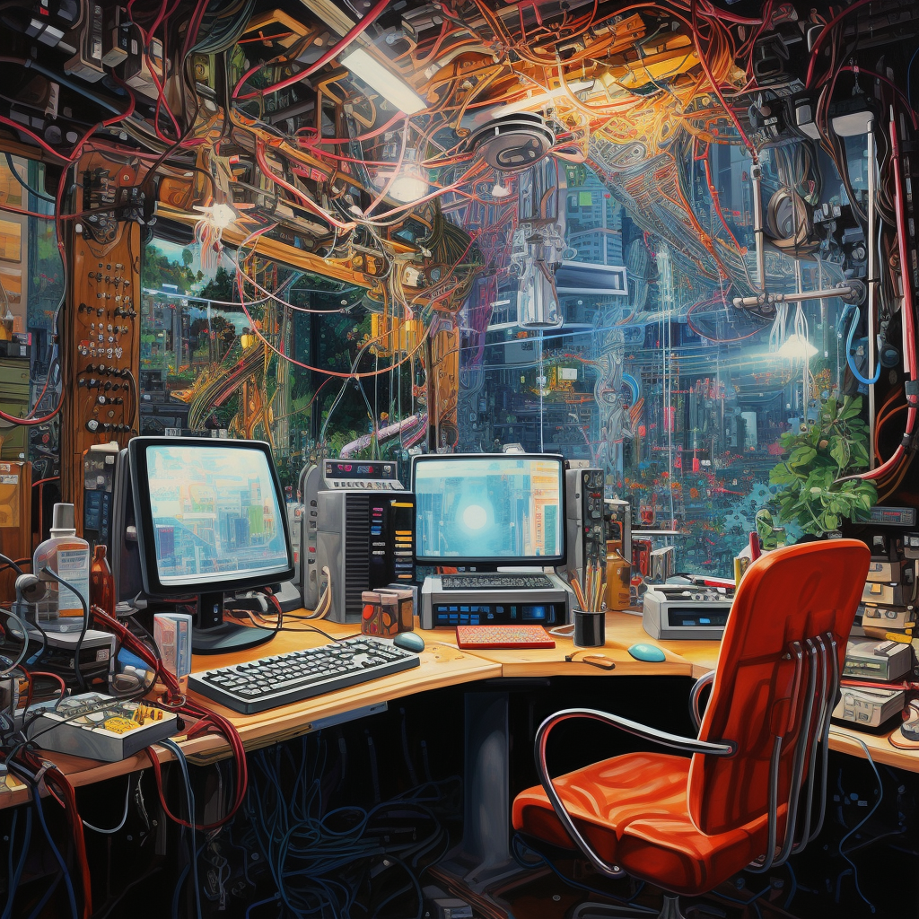 Realistic interior of computer's mind