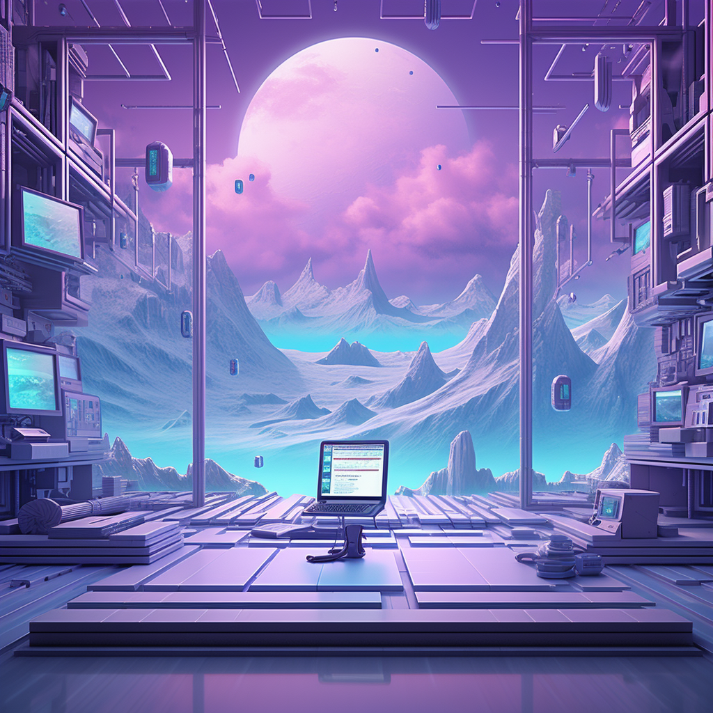 Future of the Digital World in Purple Turquoise