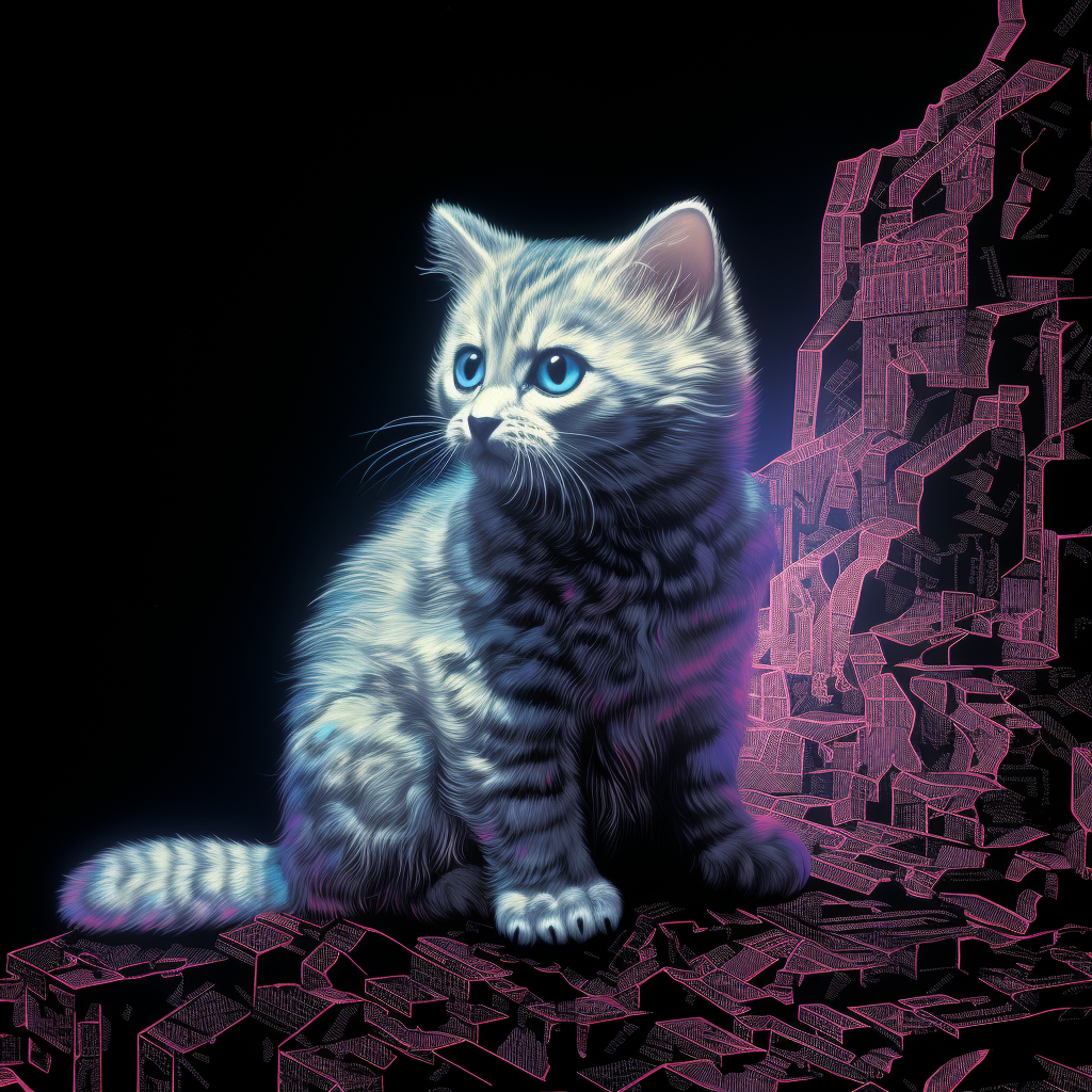 Vintage computer graphics low polly cat render