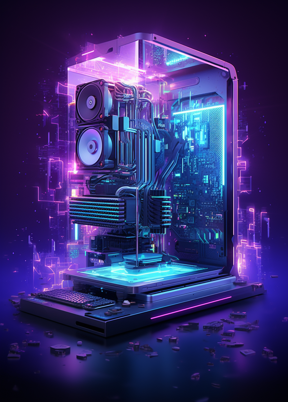 Computer Technical Illustration in Square