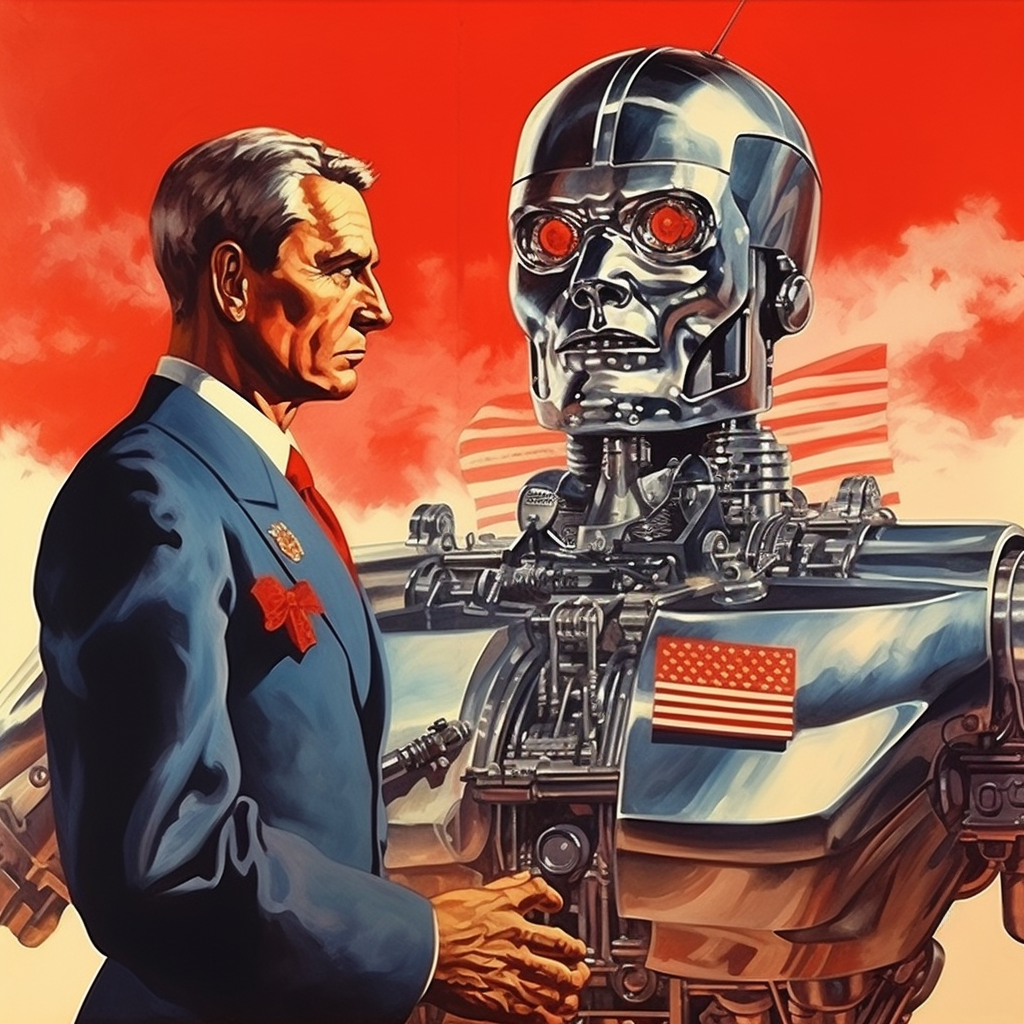 Epic movie poster featuring Comrade Robot against the USA