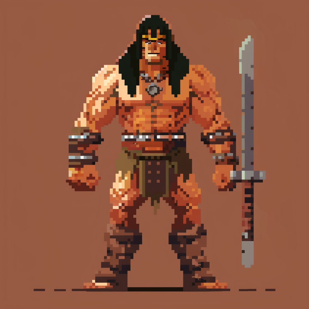 Pixelated Conan Barbarian Video Game