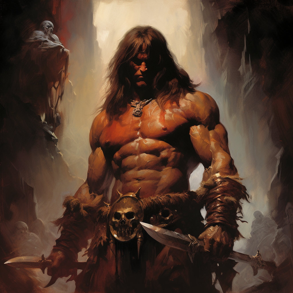 Conan the Barbarian artwork in Frank Frazetta style