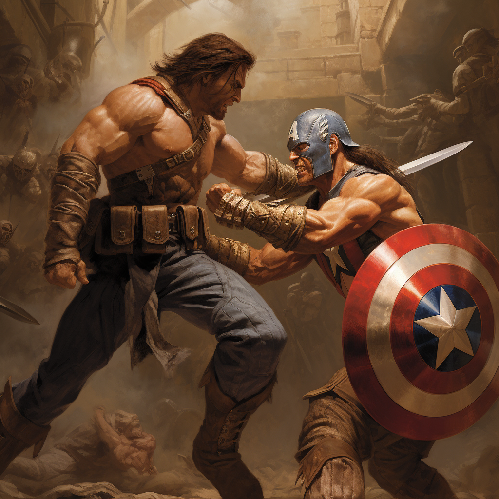 Conan Fighting Captain America Image