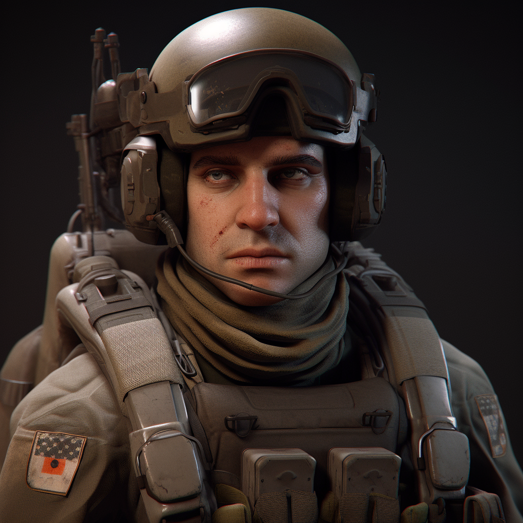 Hyper realistic soldier concept character image