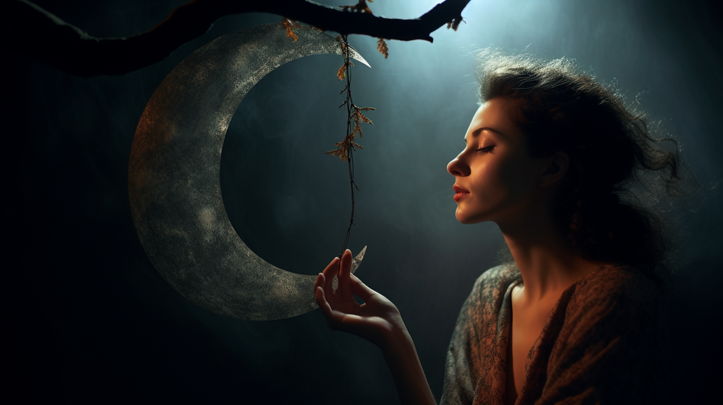 Colorful conceptual fine art photography with crescent moon