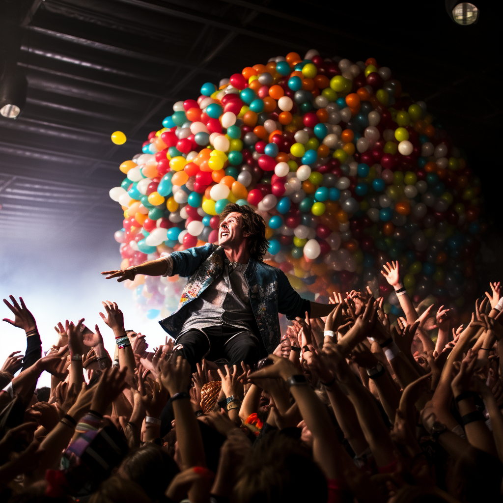 An unexpected ball punch during concert crowdsurfing