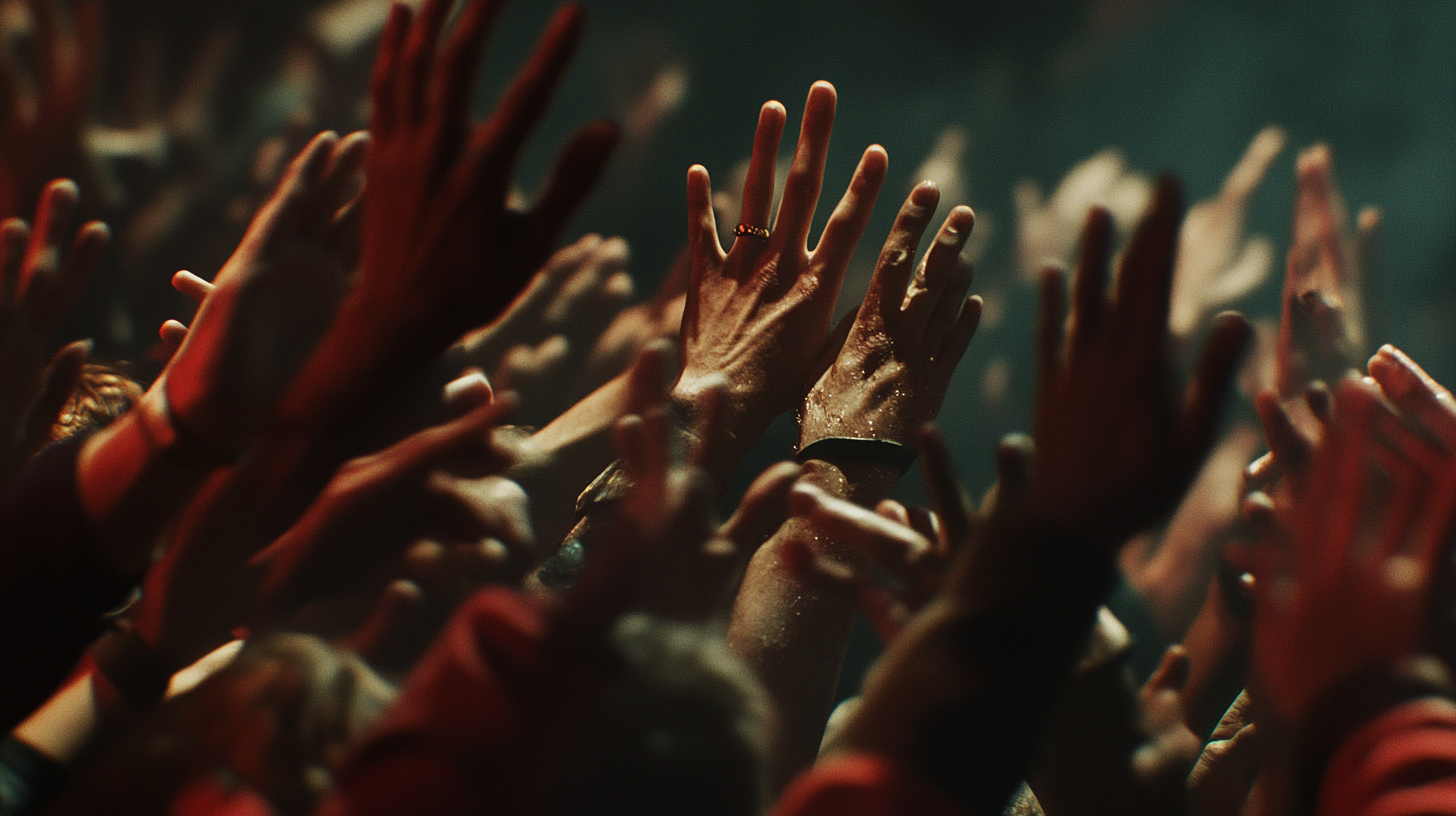 Concert with colorful wristbands