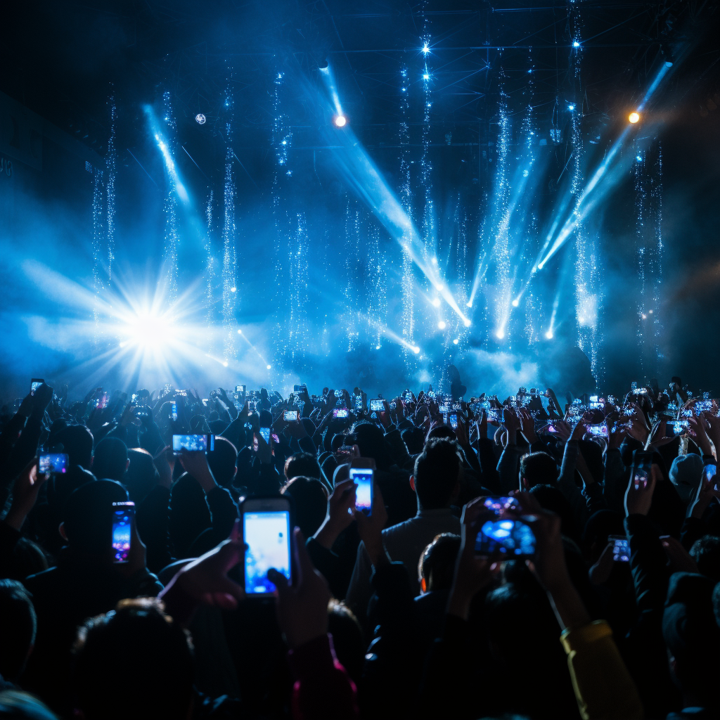 Concert fans capturing memories with flashlights