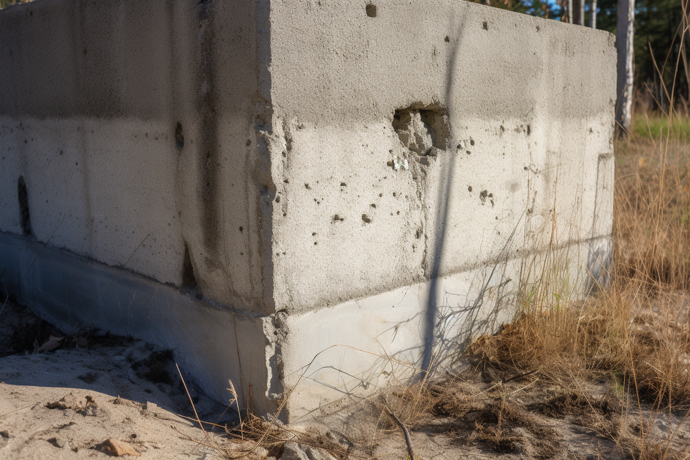 Concrete block with rebar inside.