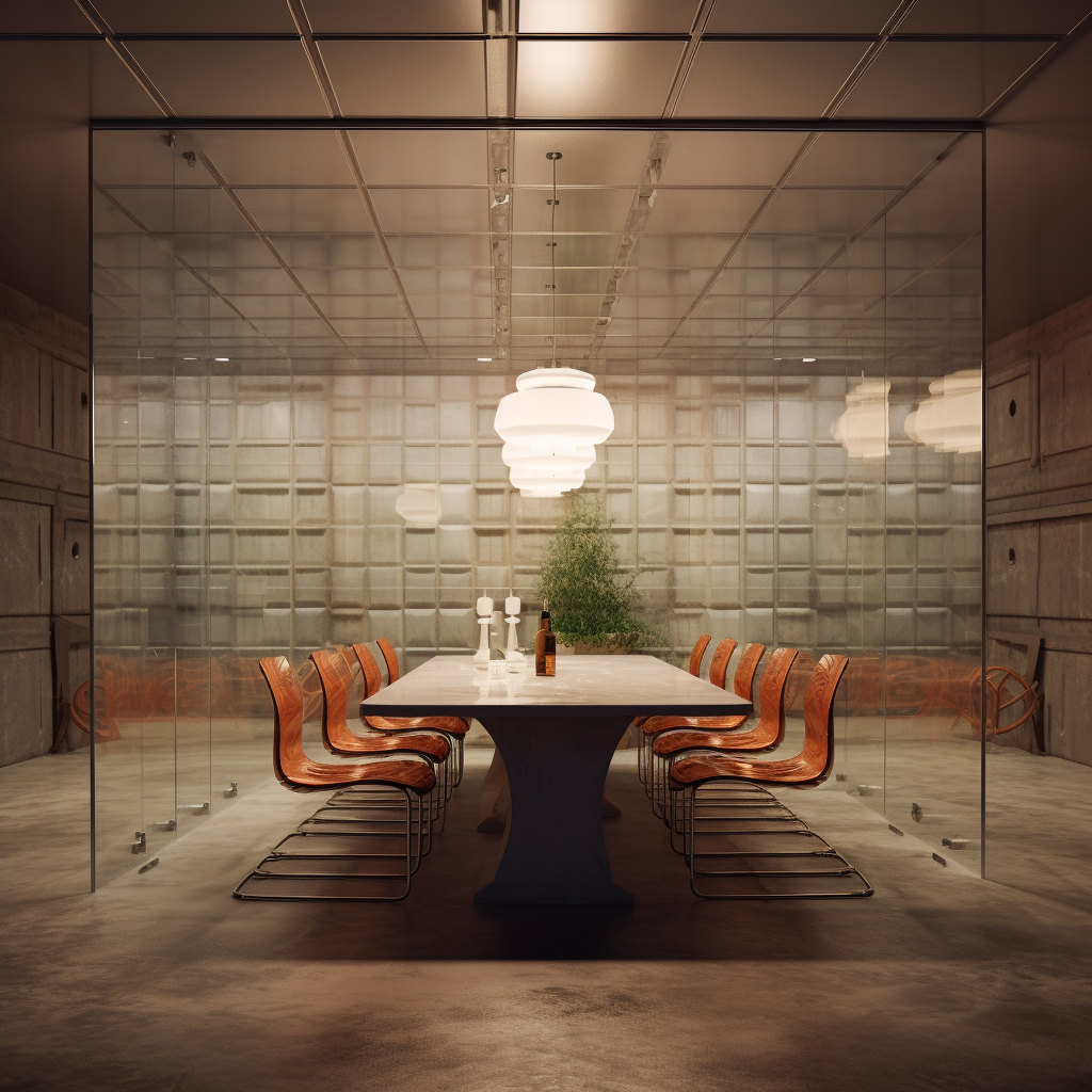 Concrete Brutalist Dining Room Design