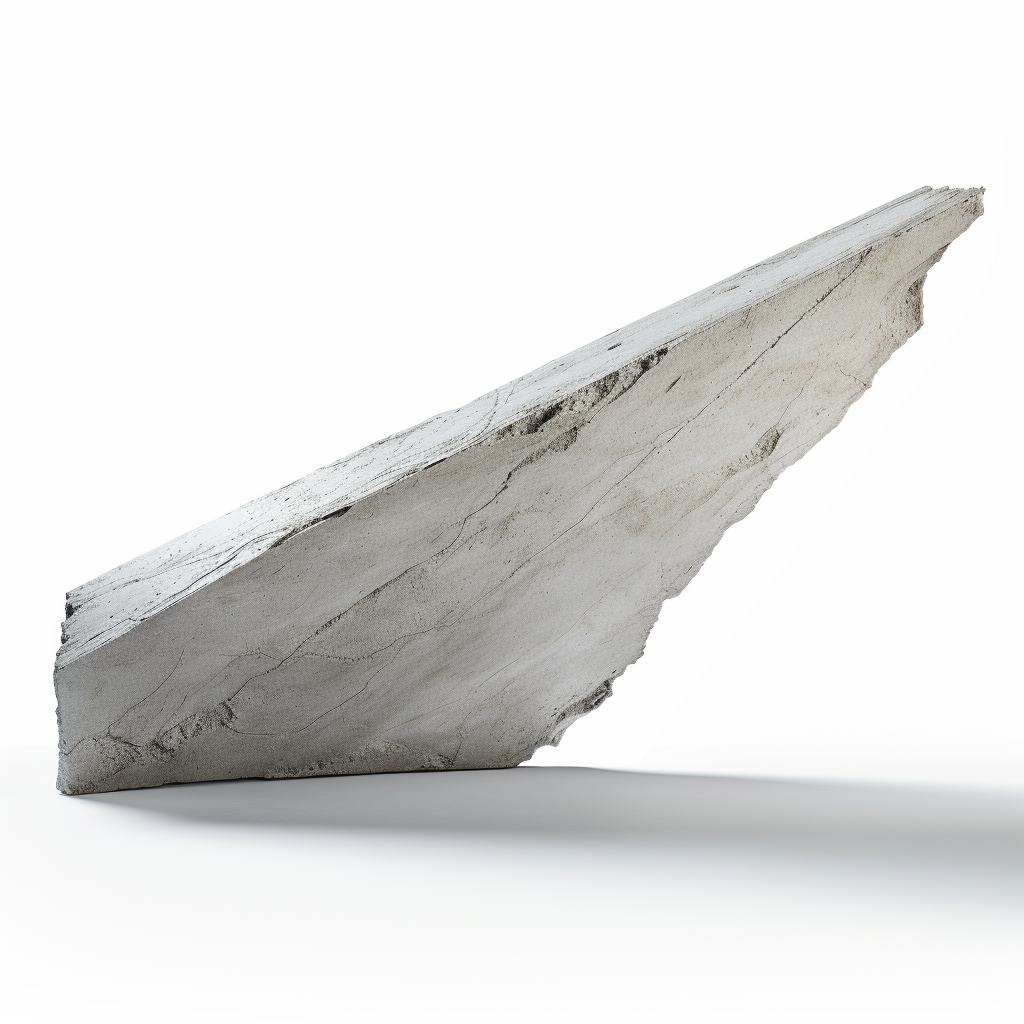 Reinforced concrete fragment in mid-air