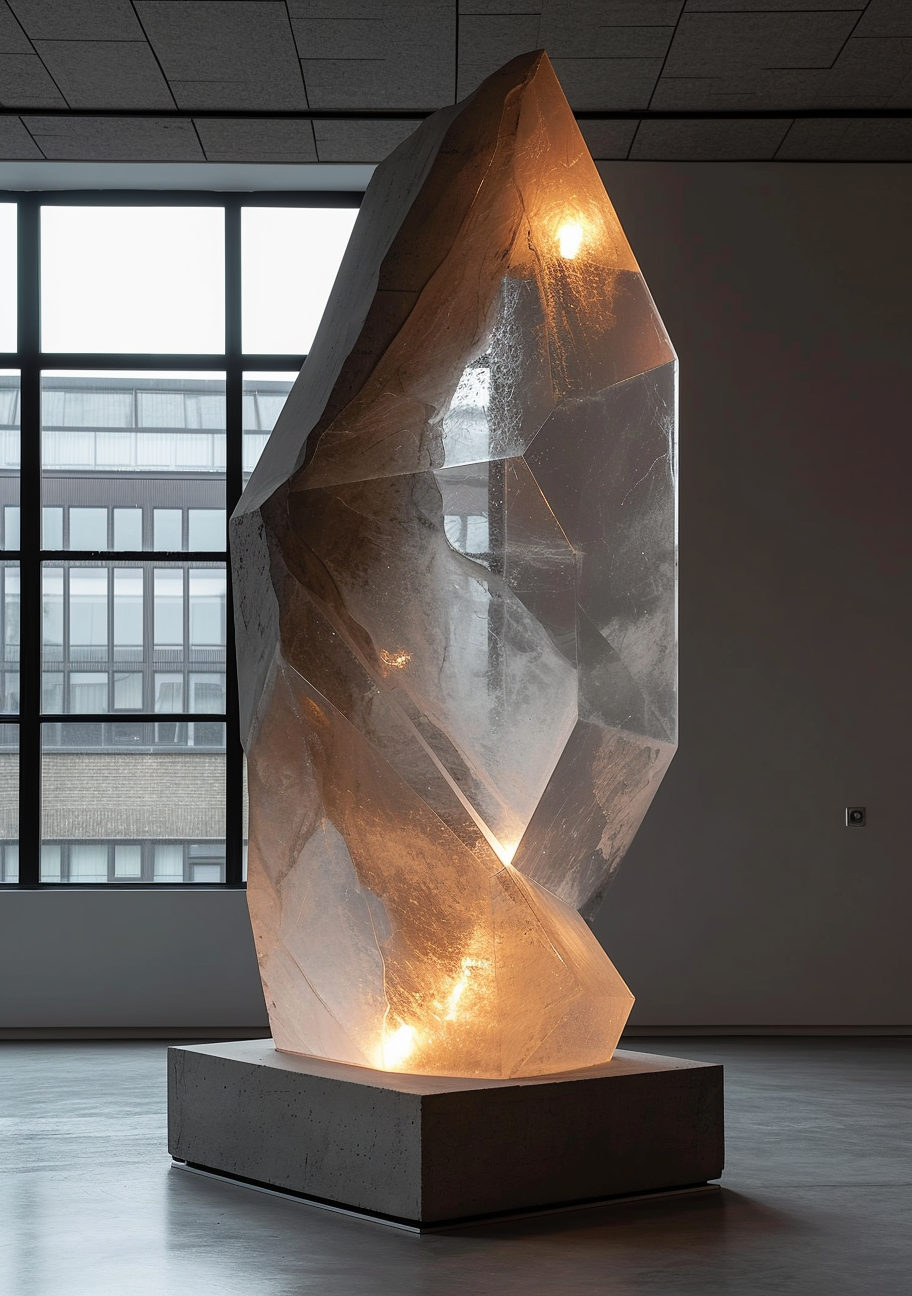 Concrete Perspex Sculpture with Soothing Light