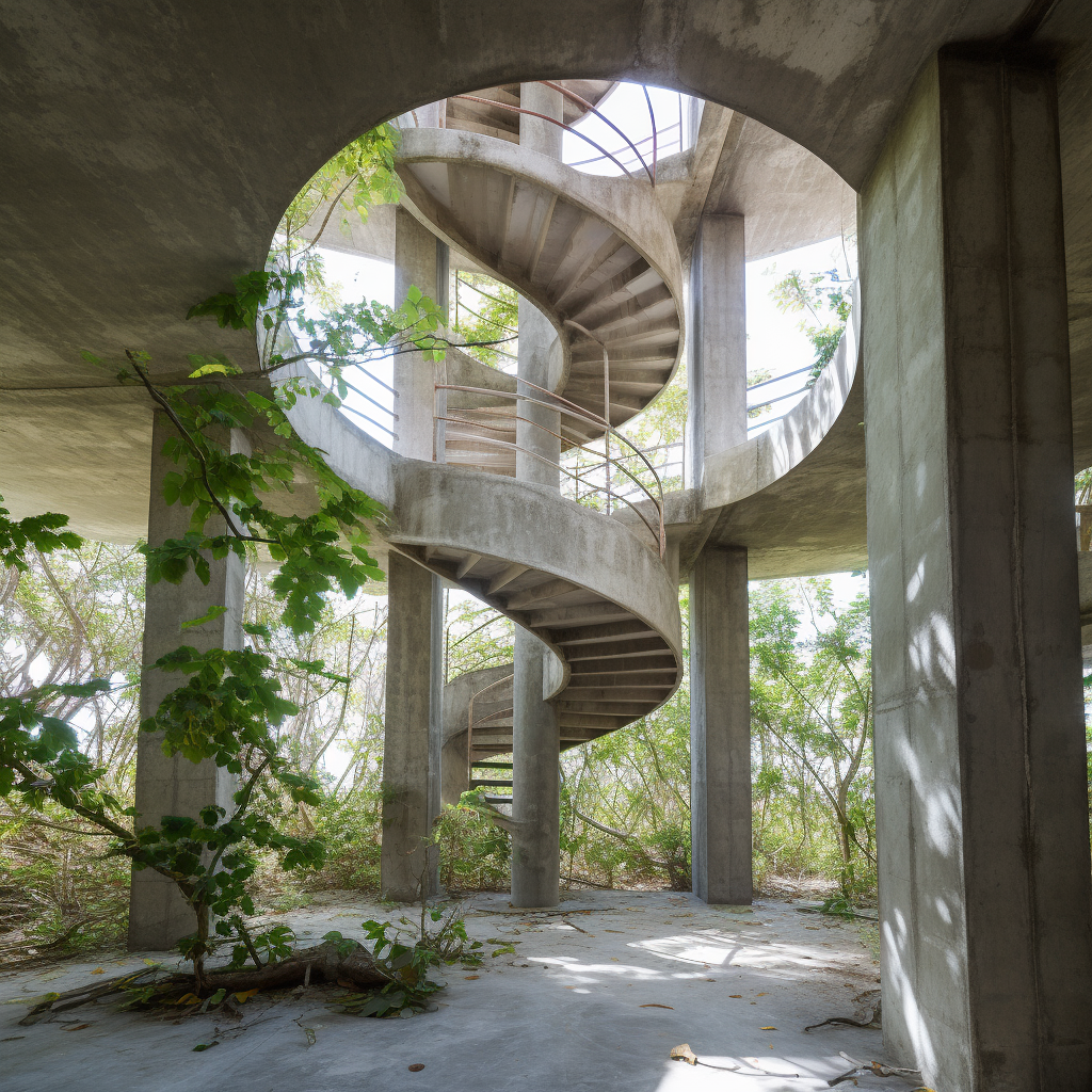 Aerial view of majestic tower surrounded by nature