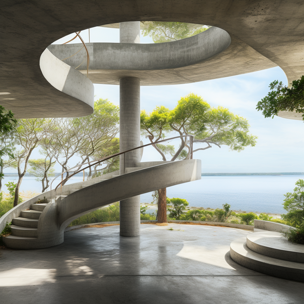 Concrete Steel Campo Baeza Tower amidst mangrove and sea