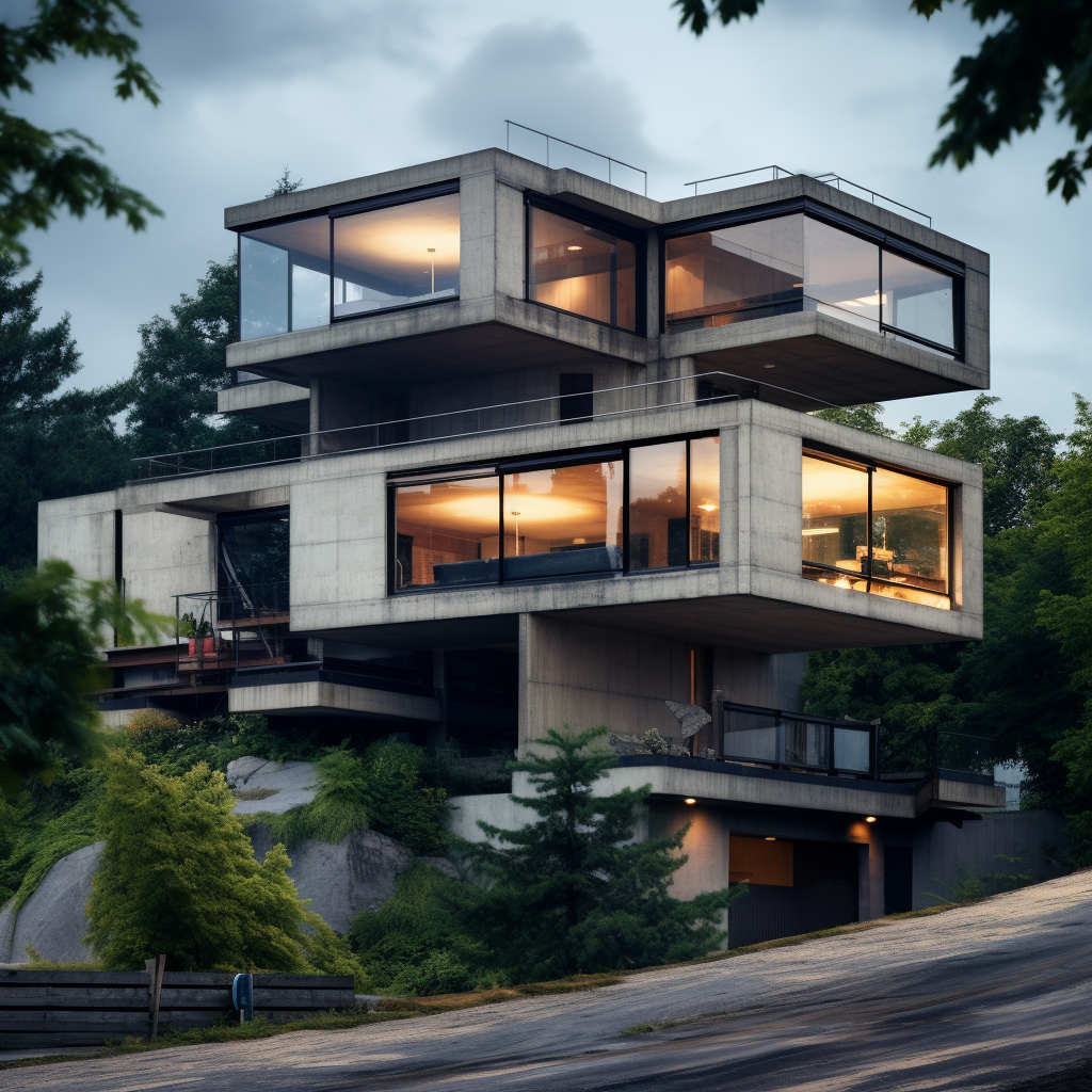 Modern three story concrete house